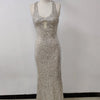 Long Dresses Women Elegant Shinny Sequins Midi Dress Female Sleeveless Backless Long Vestidos Lady Party Club Evening Robes