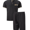 2025 Men Europe and the United States new summer Waffle solid color zip-up lapel short-sleeve suit shorts two sets