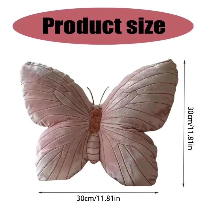 3D Butterfly Pillows Doll Pink Decorative Soft Pillow Exquisite Cute Doll Toy for Girls Sleeping Sofas Bedhead Pillow