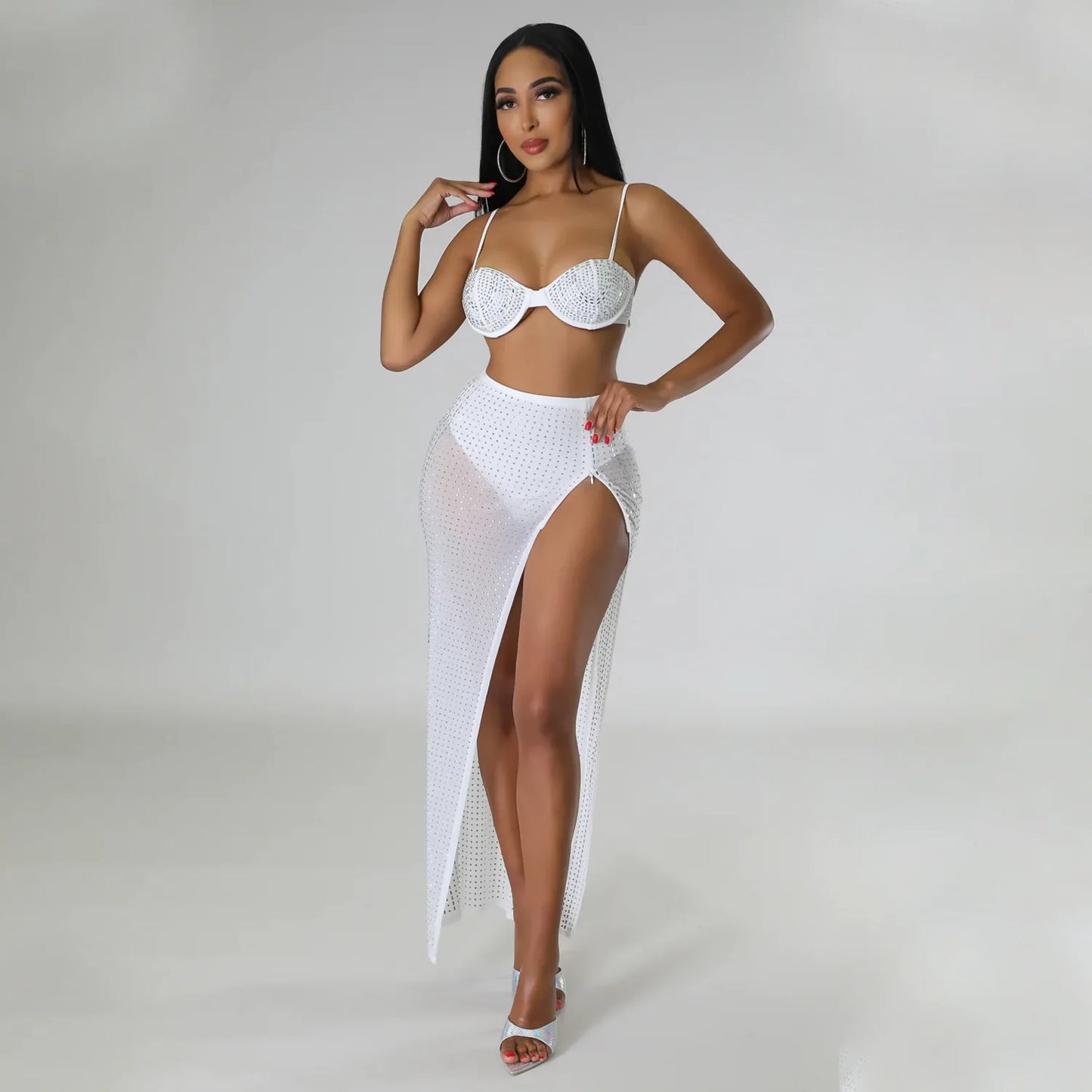 High Waist 2 Piece Bikini Set With Cover Up 2022 Swimsuit Women Print Sleeveless Bathing Suit Beachwear Swimming Biquini New