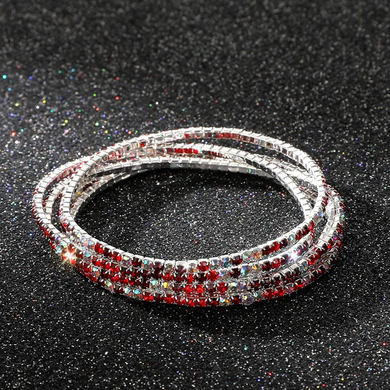 5Pcs/Lot Elastic Crystal Bracelets 2mm Charming Gold Color Crystal Rhinestones Metal Bangle Bracelet Jewelry DIY Gift