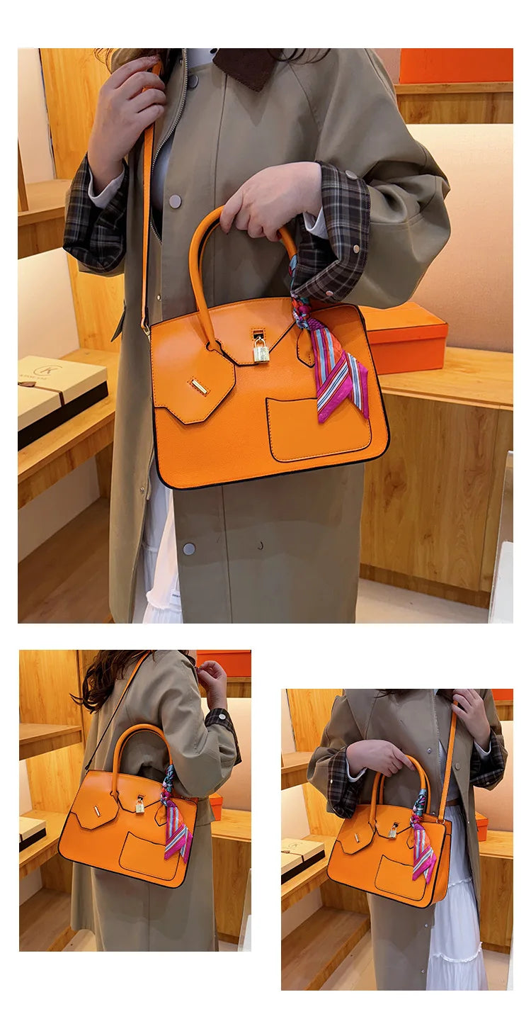 New Birkin Bag Handbag Lychee Grain Large Capacity Advanced Sense Kelly Bag Single Shoulder Crossbody Bag for Women