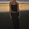 Weird Puss Mesh Backless 2 Piece Set Women Halter Lace-Up See Through Crop Tops+Loose Elegant Long Skirts Vacation Trend Outfits
