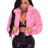 Fashion Faux Fur Open Stitch Lapel Crop Jackets Women Clothing Autumn Winter Solid Long Sleeve Warm Furry Fluffy Coat Outer Wear