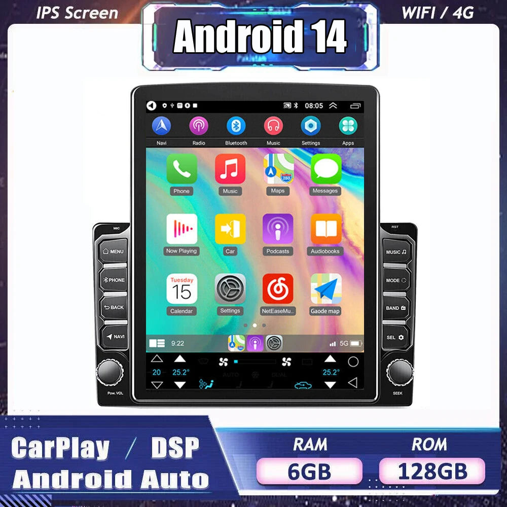 For Tesla Style 2 Din Android 14 Car Radio For Nissan Hyundai Kia Toyota Multimedia Video Player Navi Stereo Carplay Mirror link