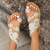 Sandals Women's Floral Pattern Hollow Out Toe Post Lace Flower Sandals Roman Style Open Toe Flat Shoes Women's Sandals