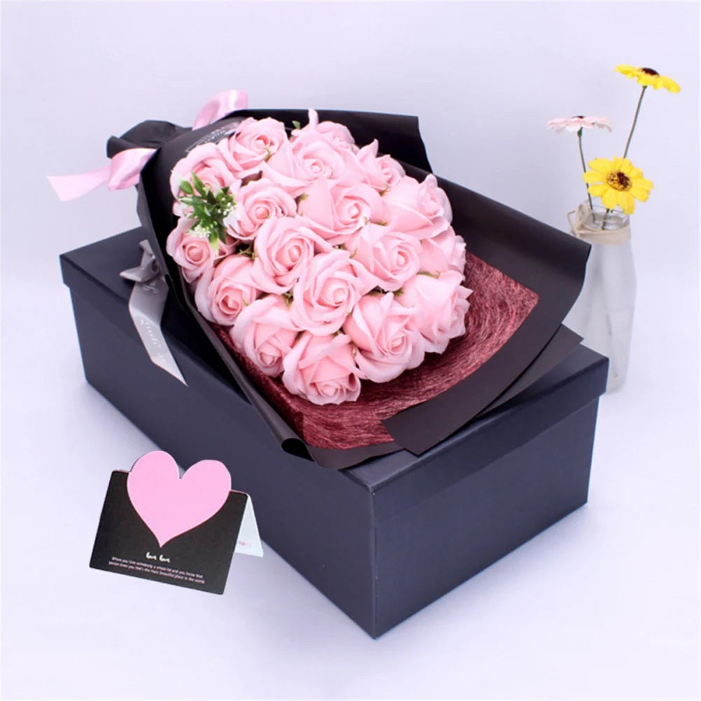 18Pcs/Box Soap Flower Bouquet Beautiful Flora Scented Bath Soap Flower in Gift Box for Anniversary Valentine's Day Mother Day