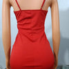 Dresses For Women 2022 Autumn Red Sexy Glamorous Party Rhinestone Sheer Mesh Spaghetti Strap V-Neck Bodycon Mini Cami Dress