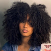 Afro Kinky Curly Wigs with Bangs 250% Density Brazilian Remy Human Hair Full Machine Made Wigs Short Afro Curly Wigs For Women