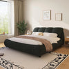 King Size Upholstered Platform Bed with Oversized Padded Backrest Headboard, Luxury Soft Cloud Bed Frame for Bedroom