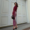 Trendix Women Elegant Burgundy Skirt High Waist Slim Fashion Slit Long Skirts Female Party Slim Club Sexy Vintage PU Skirts 2024