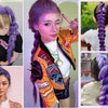 Purple Braiding Hair Pre Stretched Long Synthetic Braiding hair Extensions for Stage Party Halloween Costume Cosplay