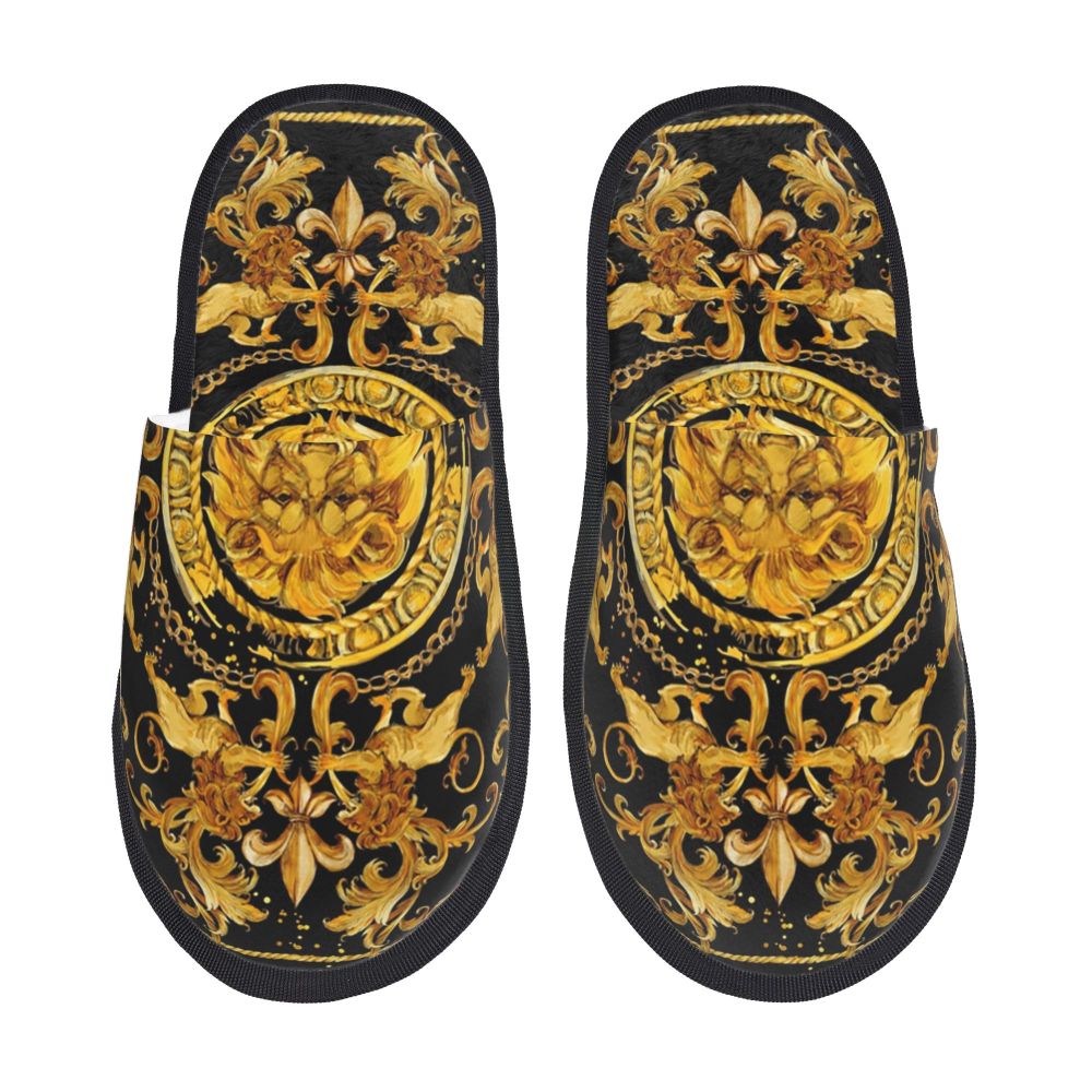 Custom Queen Of Absolutely Everything Gold Baroque Soft Memory Foam House Slippers Women Comfy Warm Anti-skid Sole Slipper