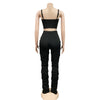Sexy Solid Color Women's 2-Piece Slim Fit Open Back Zipper Tank Top+High Waist Trouser Set Amazing Bust Wrapping Street Clothing