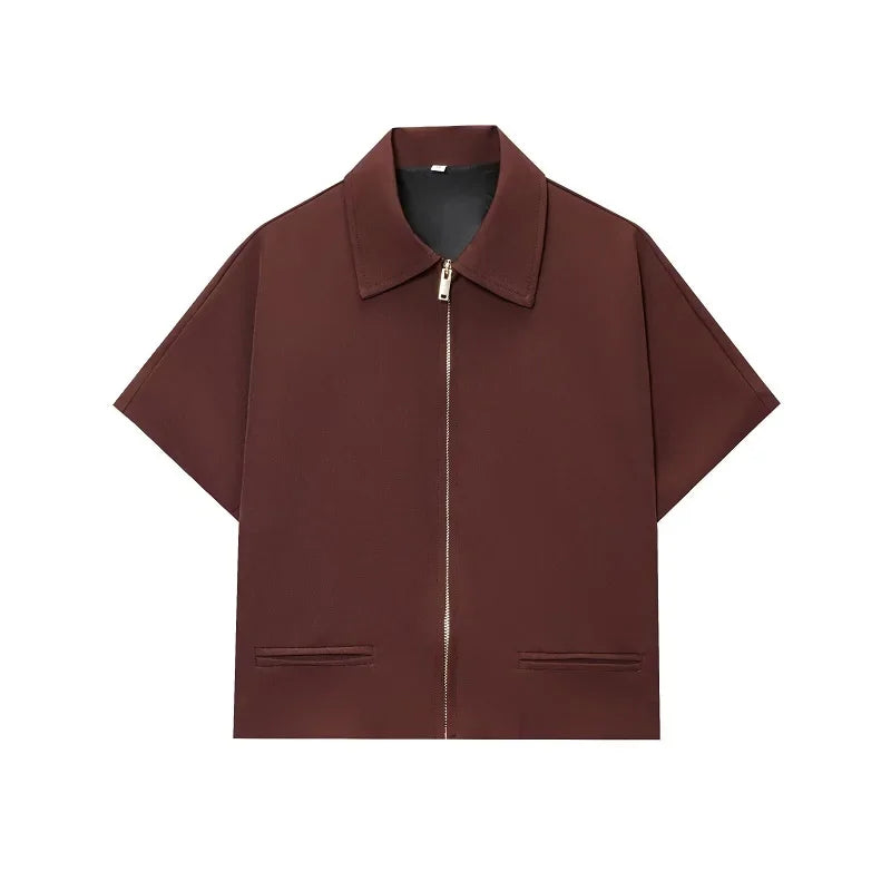 MUJER Women's Cropped Jacket Short Sleeve Varsity Jackets for Women Summer Zip up New in Coats and Jackets Holiday Outerwears