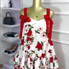 CM.YAYA Women Floral Printed Flare Sleeveless Bow Strap Belt Mini Dress 2025 Evening Sexy Beach Party Birthday Street Dresses