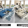 MINGDIBAO Fabric Sofa Set Furniture Living Room Sofa Set with USB and Stools / Big U Shape Cloth Couch Sofas for Home Furniture