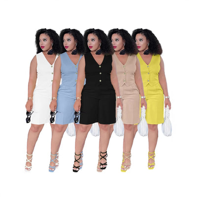 Shorts Pant Set Women Two Piece Sets V Neck Sleeveless Vests Tops Short Pants High Waist Y2k Streetwear Casual Solid 2026