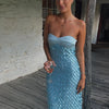 Sexy Stain Long Dress Women Patchwork Solid Tube Top Sleeveless Party Dresses 2025 Summer Lady Slim Vacation Backless Robes