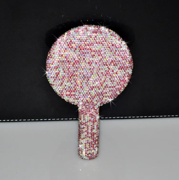 Women's Mirror Eyelash Extension Mirror Sticking Diamond Hand Mirror Fashionable High-end Beauty Handle Mirror Cosmetics Mirrors