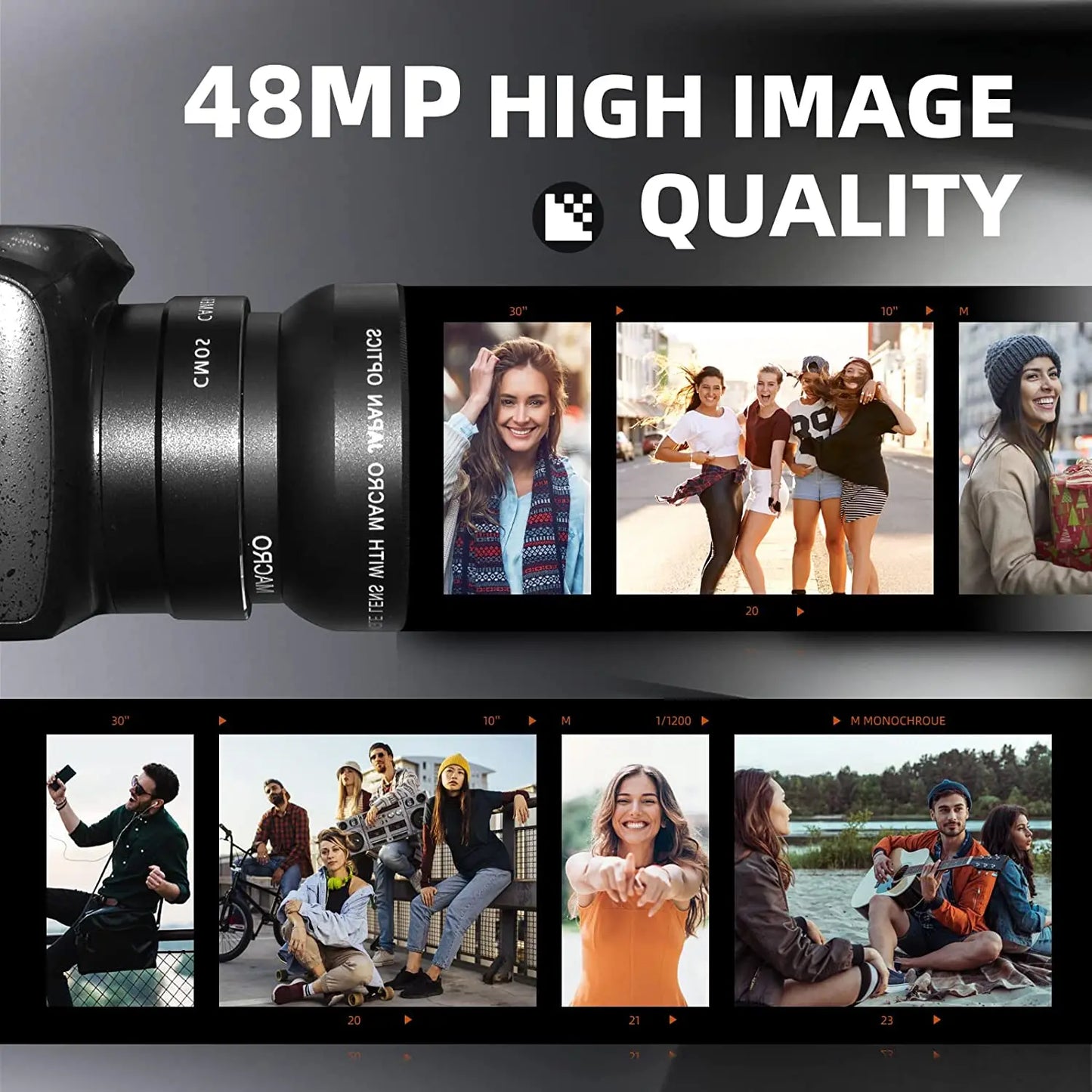 NBD 4K Digital Camera Ultra 48MP Camera Vlogging Camera with Wide Angle Lens 16X Digital Zoom 3.0 Inch Screen Camera