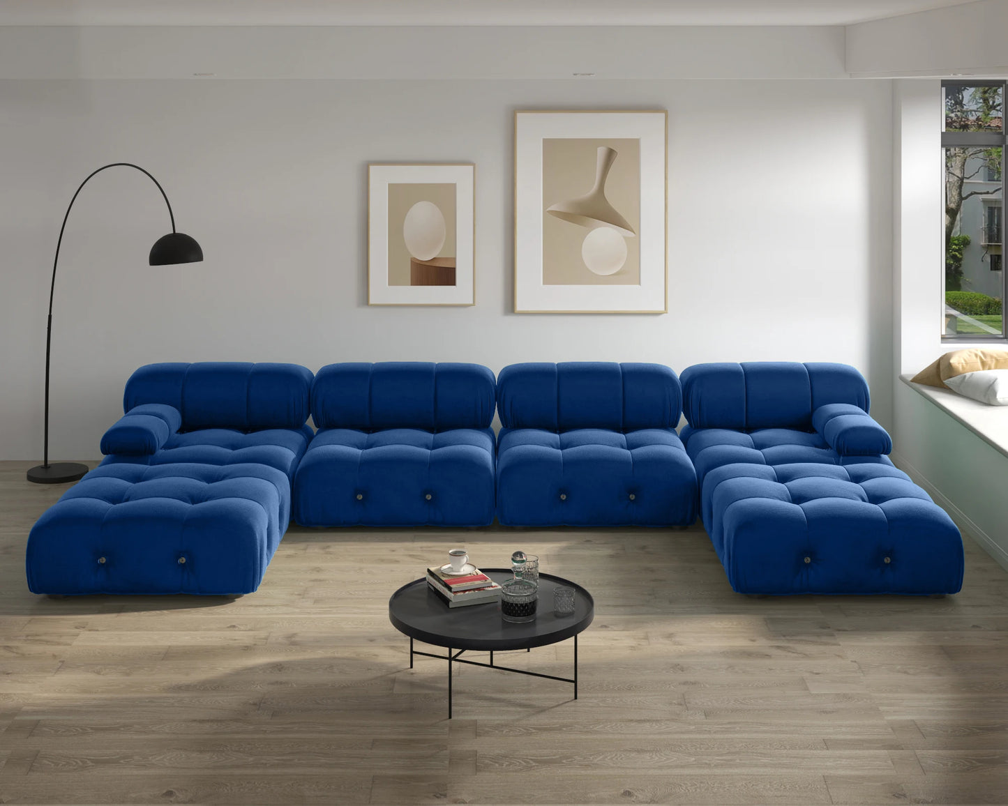 Modern Sectional Sofas Living Room U-Shaped Minimalist Velvet Fabric Large Sofa Couches Luxury 6-Seat Couch with Chaise Ottomans