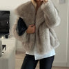 TRAF 2024 Woman Autumn Winter Faux Fur Coat Plush Fluffy Women's Jacket New in Outerwears White Red Gray Black Wool Blends Coats