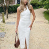 Bornladies Summer Sleeveless Single Breasted Dress Fashionable Ladies Slim Fit Collar Solid Color Long Dresses Women's Clothing