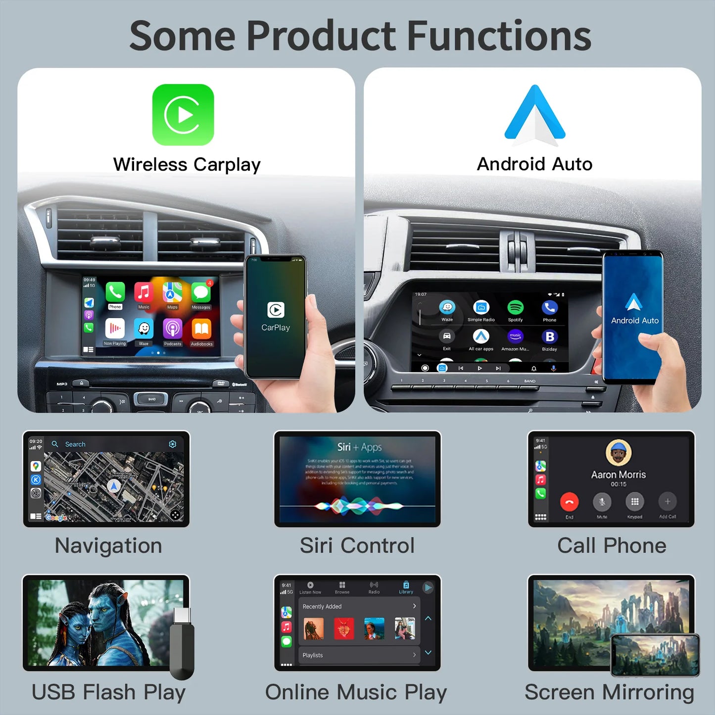 Wireless  Carplay Android Auto pour KIT Cristaux SMEG Picasso C4 C5 DS4 DS3 DS5 308 508 5008 3008 Accessory Multimedia