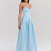 Mozision Off-shoulder Backless Pleated Maxi Dress For Women Fashion Strapless Sleeveless High Waist Bodycon Sexy Long Dress