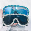Oversized Punk Rhinestones Sunglasses Women 2024 Luxury Brand One-Piece Y2K Sports Sun Glasses for Lady Steampunk Eyewear UV400