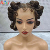 Natural Color 6Inch Transparent Full Lace Braided Wigs Short Cute Handmade Bantu Synthetic Braided Lace Wigs Knotless Braids Wig