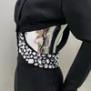 2024 New Arrival Black White Women Long Sleeve Sexy V-Neck Bodycon Bandage Set Shinning Crystal Nightclub Party Women's Set