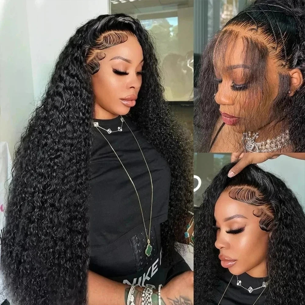 250 Density 360 Full Lace Wig Human Hair Pre Plucked Deep Curly Lace Front Human Hair Wig Curly HD Transparent Lace frontal Wig