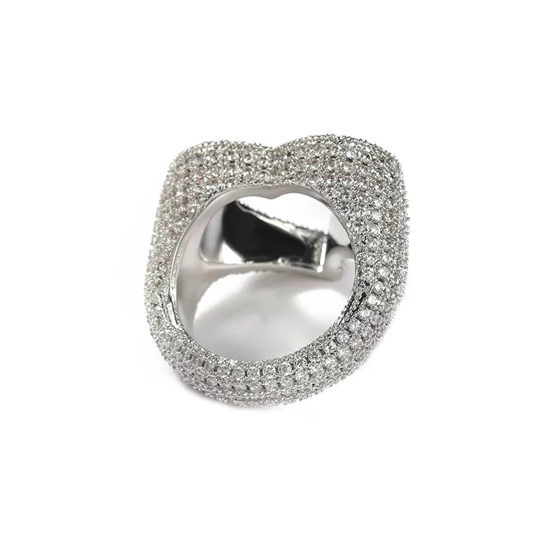 New Full Iced Out Bling Hollow Heart Ring Gold Silver Color 5A CZ Micro Pave Cubic Zircon Rings Hip Hop Punk Men Women Jewelry