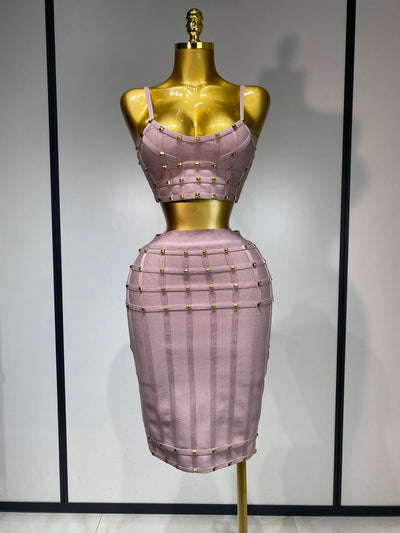 High Quality Women Sexy Luxury Birthday BandageTwo Piece Set Evening Party Prom Gown Celebirty High Street Club Party Outfit
