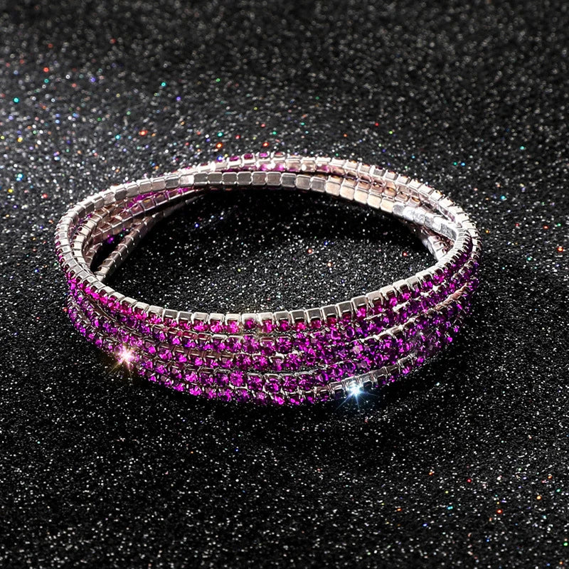 5Pcs/Lot Elastic Crystal Bracelets 2mm Charming Gold Color Crystal Rhinestones Metal Bangle Bracelet Jewelry DIY Gift