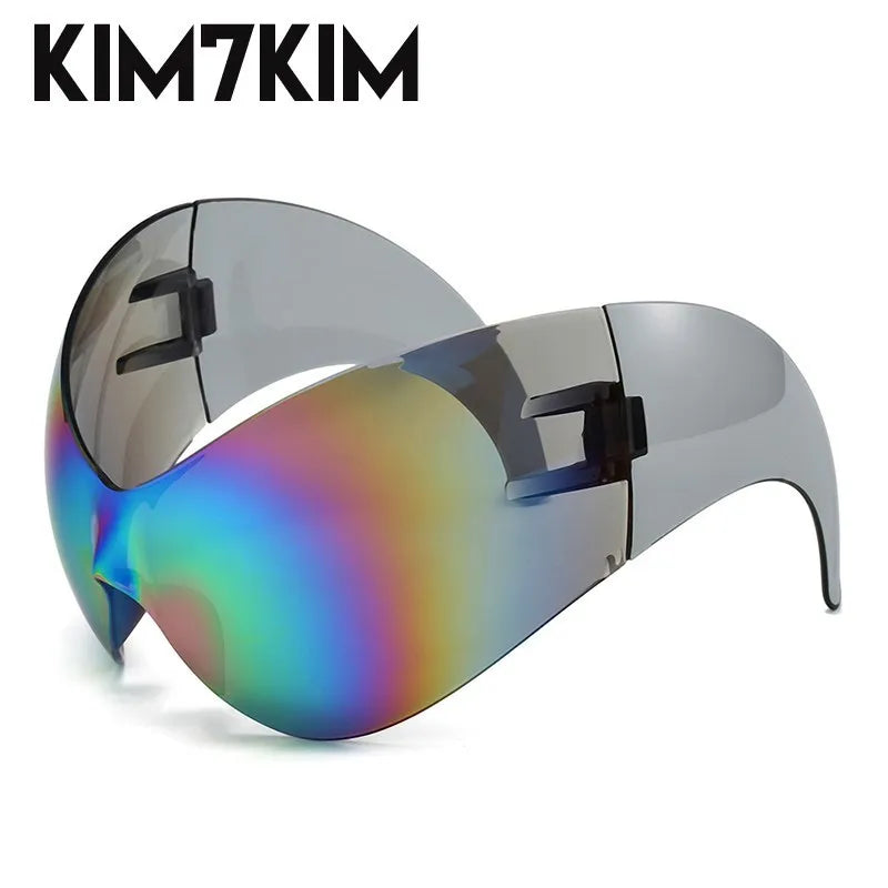 Y2k Oversized Sports Sunglasses Women 2000's Wrap Around Shield Goggle Men 2024 Luxury Brand Trends Punk Sun Glasses Male Oculos