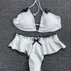 Bikini 2025 Sexy Solid Backless Ruffle Lace Up High Waist Swimwear Swimsuit Women Bikinis Set Bathing Suit Beach Bikini