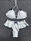 Bikini 2025 Sexy Solid Backless Ruffle Lace Up High Waist Swimwear Swimsuit Women Bikinis Set Bathing Suit Beach Bikini