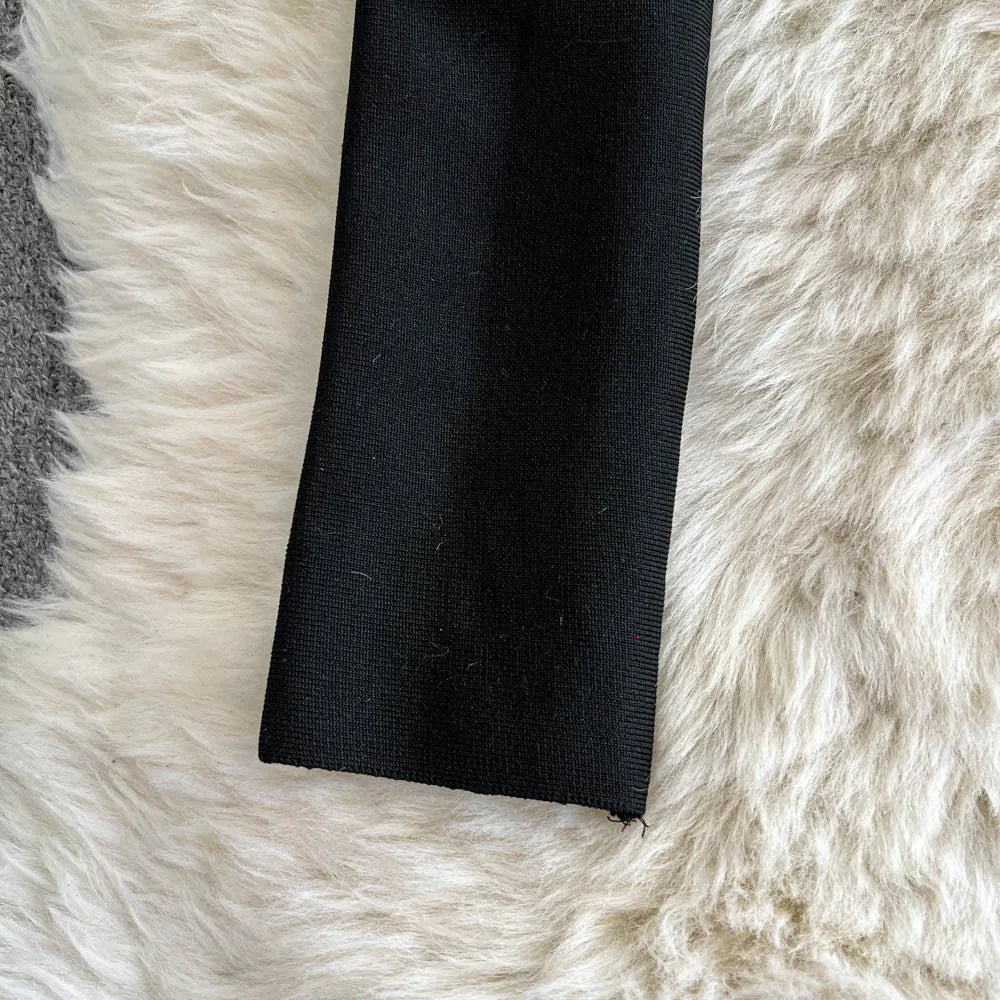 Faionable Diamond Embellied Wrap Skirt Set ort Top Long Dr Slimming High Collar Long Sve Zipper Two Piece Set