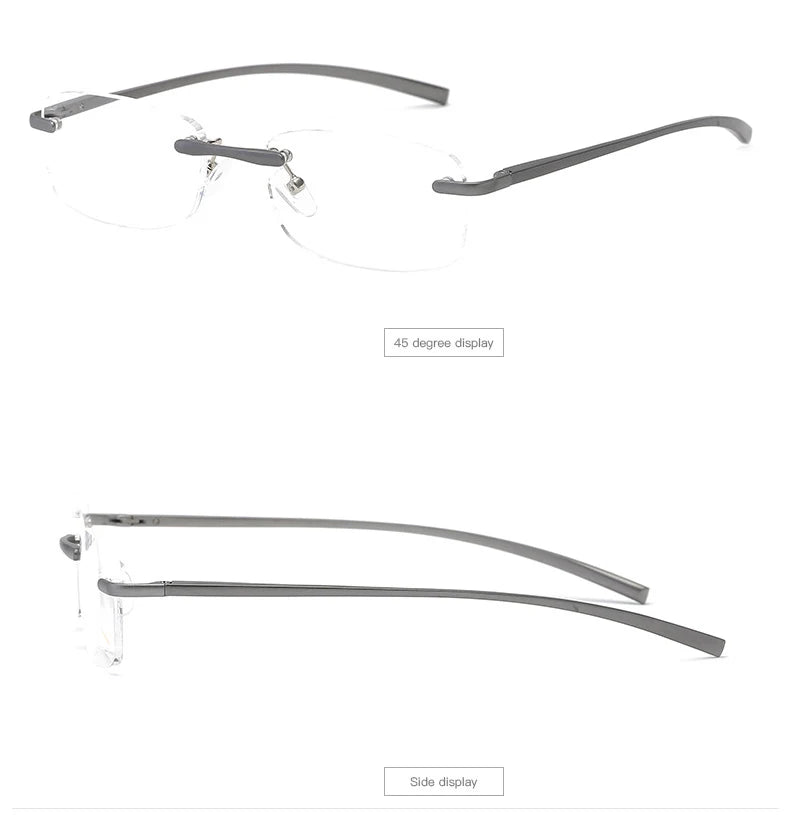 Men Blue Light Blocking Reading Glasses Women Dimond Cutting Rimless Eyeglasses Frame Anti Fatigue Hyperopia Presbyopic Eyewear