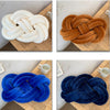 Inyahome Handmade Knot Throw Pillows for Couch Soft Decorative Knotted Comfort Pillow Cushion for Home Sofa Bedroom Decor Blue