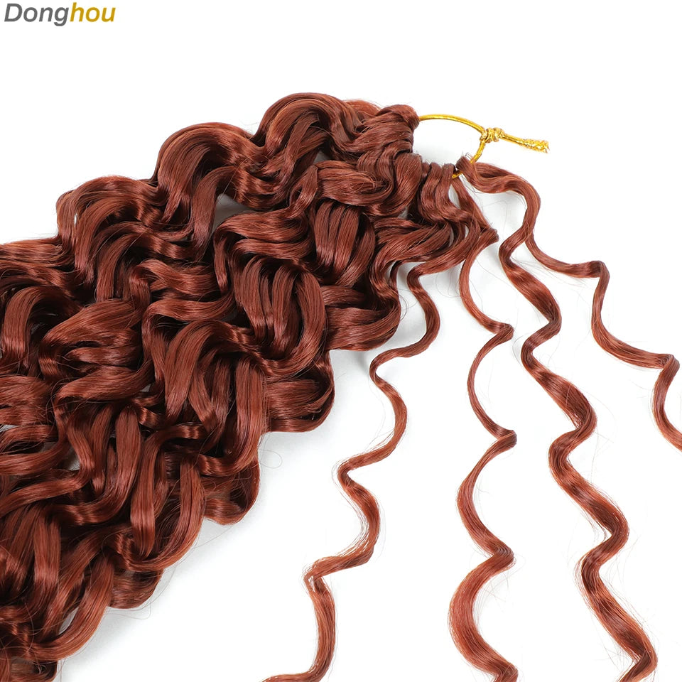 Beach Curl Crochet Hair Gogo Curl Crochet Hair 18 Inch Ombre Brown Blonde Bug Ginger T30 Synthetic Deep Wave Twist Crochet Braid