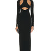 Women's Autumn Stretch Bandage Hollow Out Long Sleeve Slim Maxi Black Backless  Bodycon  Fashion Clubs Celebrity Party Dresses
