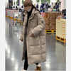 EVNISI Women Zipper Up Pockets Down Coat oversize Loose Coat Turtleneck Thicken Long Coat Women Casual Parkas 2024 Autumn Winter