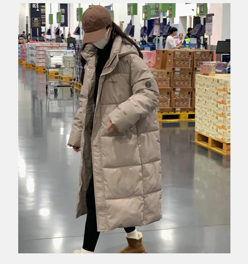 EVNISI Women Zipper Up Pockets Down Coat oversize Loose Coat Turtleneck Thicken Long Coat Women Casual Parkas 2024 Autumn Winter
