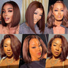 12A Double Drawn 210% Density Bone Straight Hair Bob Wig 13x4 Lace Front Wig 10-16 Inches Chocolate Brown Human Hair Wig
