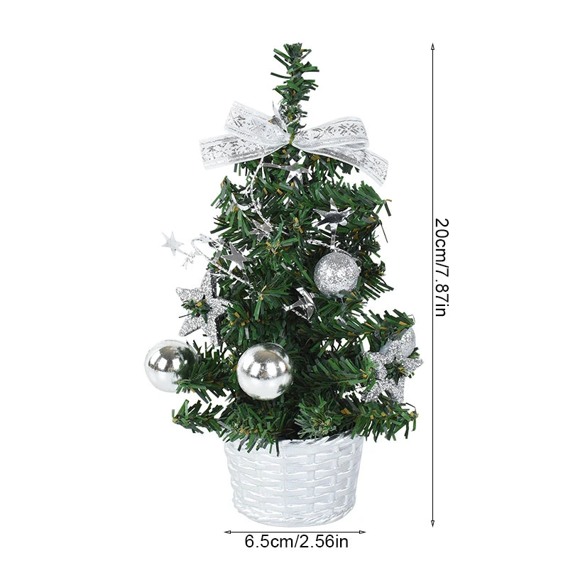 20/29cm Mini Christmas Tree Desktop Ornaments Artificial Plants Pine Needle Tree With Xmas Balls New Year Party Home Decor Gifts