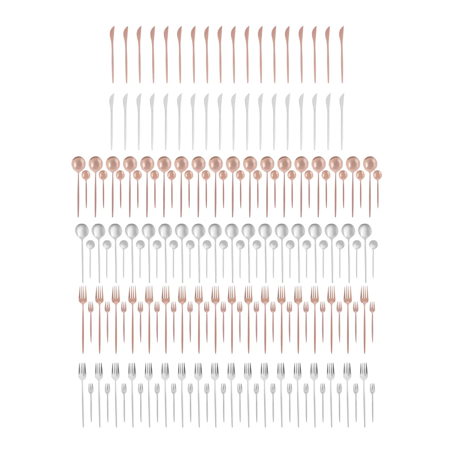24Pcs/90Pcs Flatware Set Stainless Steel Silverware Utensil Kitchen Tableware Forks Knives Spoons Cutlery for Home Restaurant